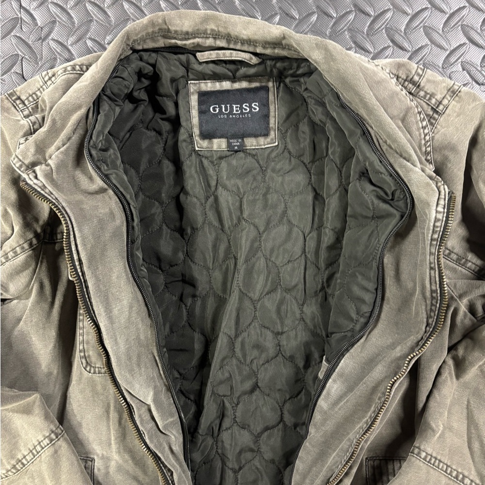 GUESS Los Angeles Olive Quilted Lined Zip Utility Jacket Men’s M - Picture 6 of 9
